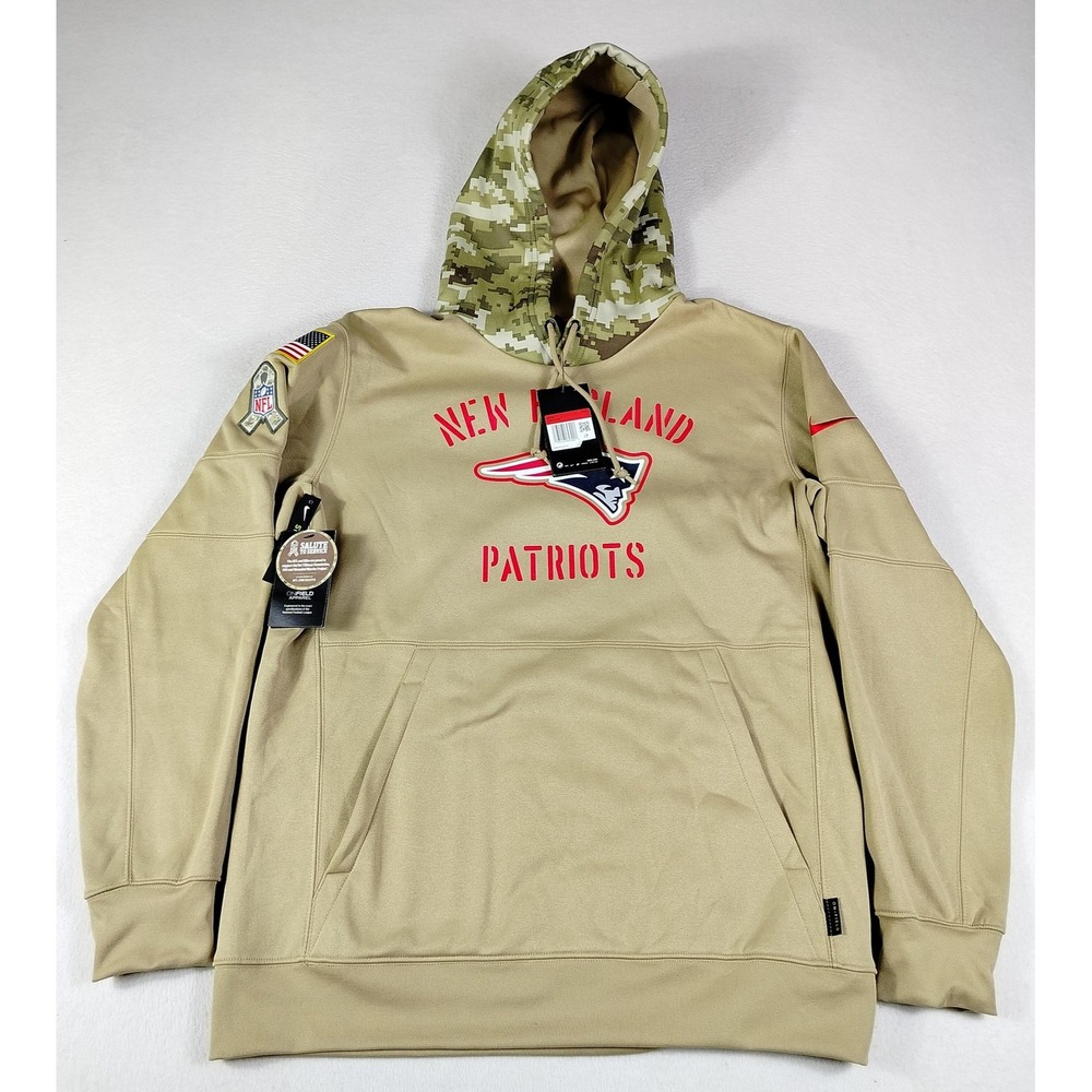 New England Patriots Hoodie Mens‎ Large Tan NFL Football Salute to Service Nike